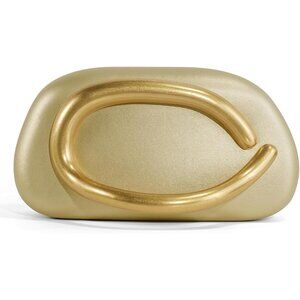 Women's Gold Leather Trendy Evening Formal Clutch Shoulder Strap Handle Bags